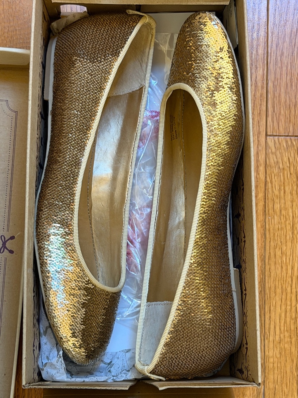 Badgley Mischka Gold Sequin Ballet Flats - Women's Sparkle Slip-On